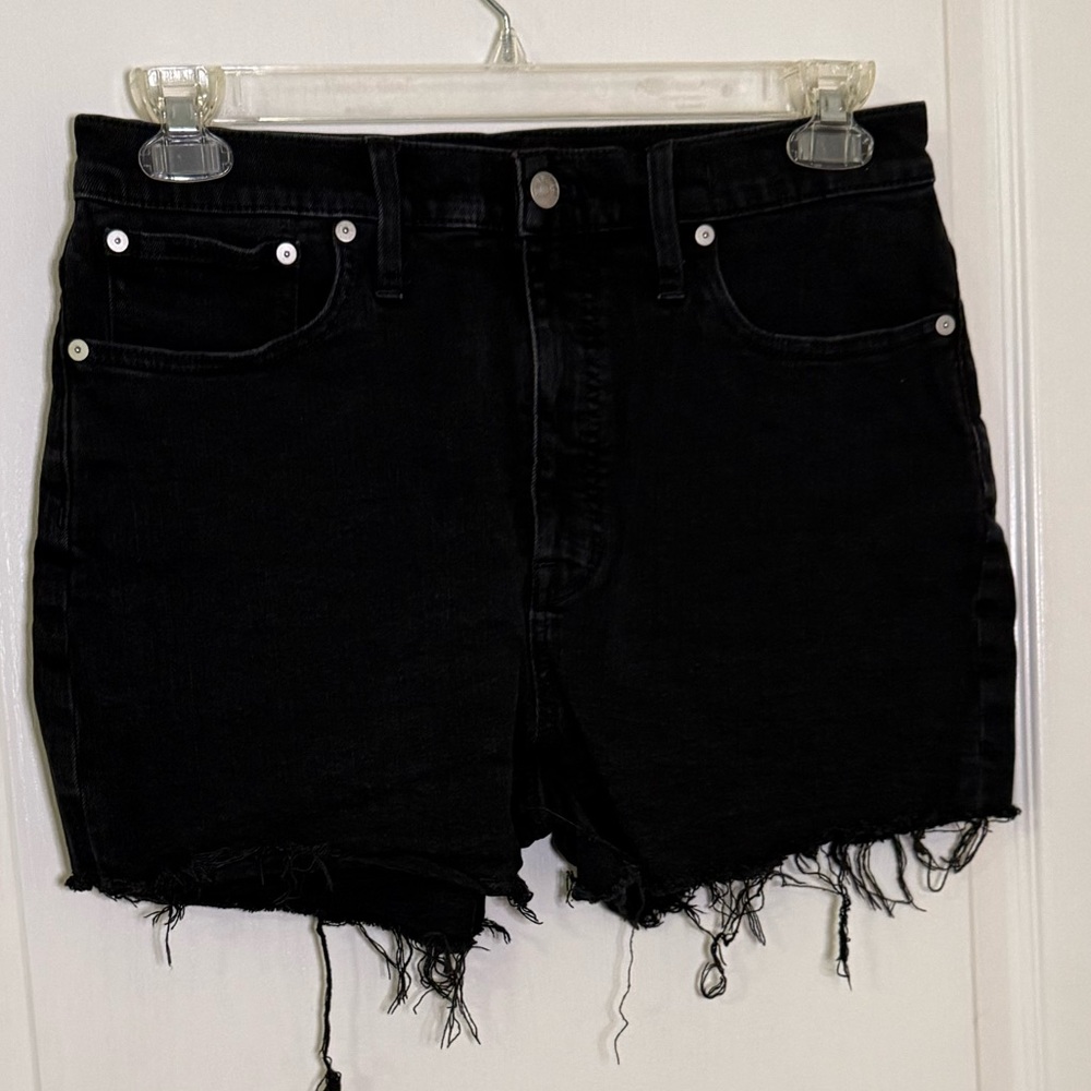 Black Distressed Denim Shorts